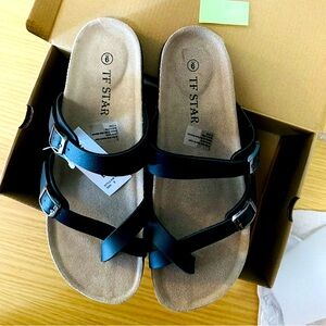 TF STAR Black Sandals Women’s Size 9 New in box